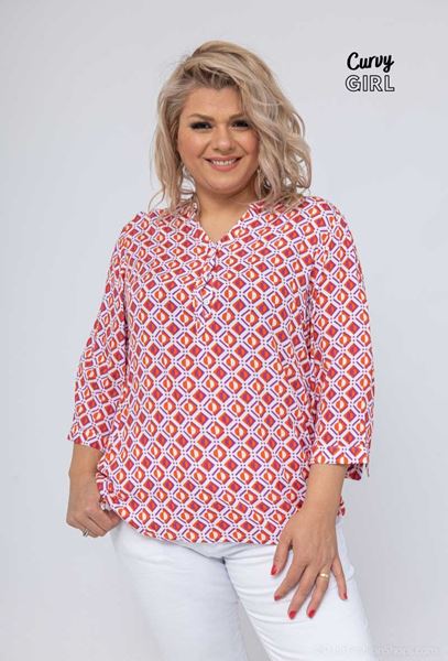 Picture of CURVY GIRL GEOMETRIC PRINT BLOUSE